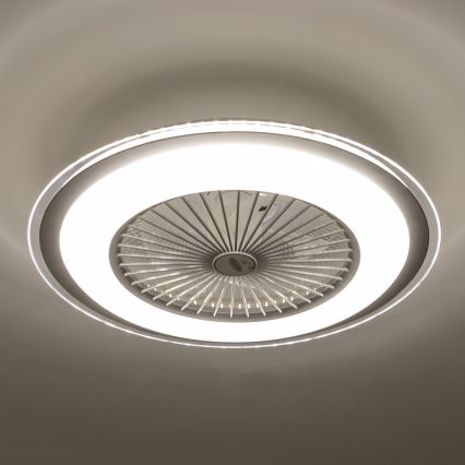 Brilagi - Dimmbare LED-Leuchte mit Ventilator RONDA LED/48W/230V 3000-6000K silbern + Fernbedienung