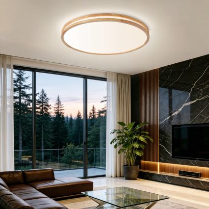 Brilagi - LED-dimmbare Deckenleuchte MOLINA LED/100W/230V 3000-6000K Eiche Ø 80 cm + Fernbedienung