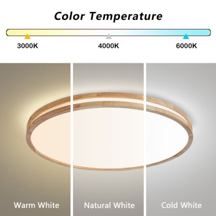 Brilagi - LED-dimmbare Deckenleuchte MOLINA LED/100W/230V 3000-6000K Eiche Ø 80 cm + Fernbedienung