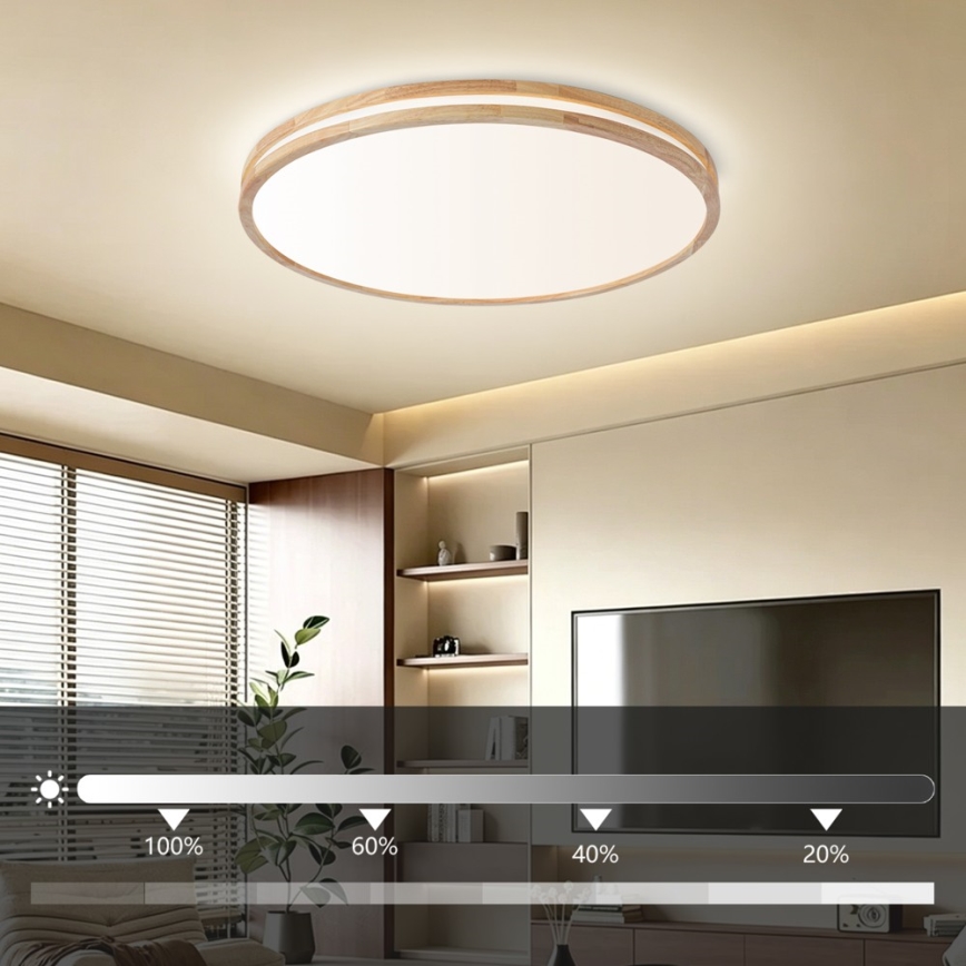 Brilagi - LED-dimmbare Deckenleuchte MOLINA LED/100W/230V 3000-6000K Eiche Ø 80 cm + Fernbedienung