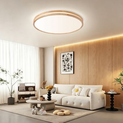 Brilagi - LED-dimmbare Deckenleuchte MOLINA LED/100W/230V 3000-6000K Eiche Ø 80 cm + Fernbedienung