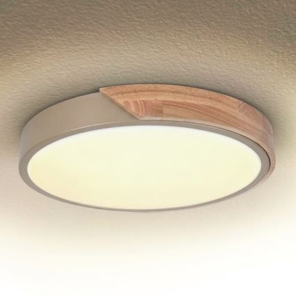 BRILAGI - dimmbare LED-Deckenleuchte PILANA LED/48W/230V 3000-6500K Eiche/beige Ø 40 cm + Fernbedienung