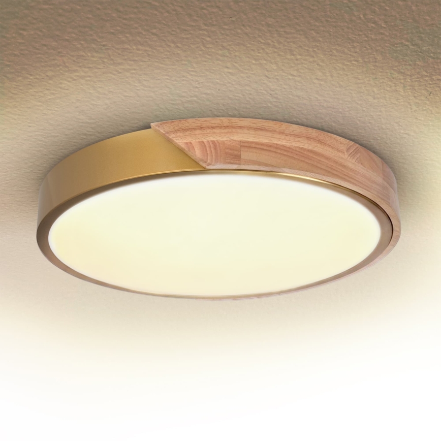 BRILAGI - LED dimmbare Deckenleuchte PILANA LED/48W/230V 3000-6500K Eiche/Gold Ø 40 cm + Fernbedienung