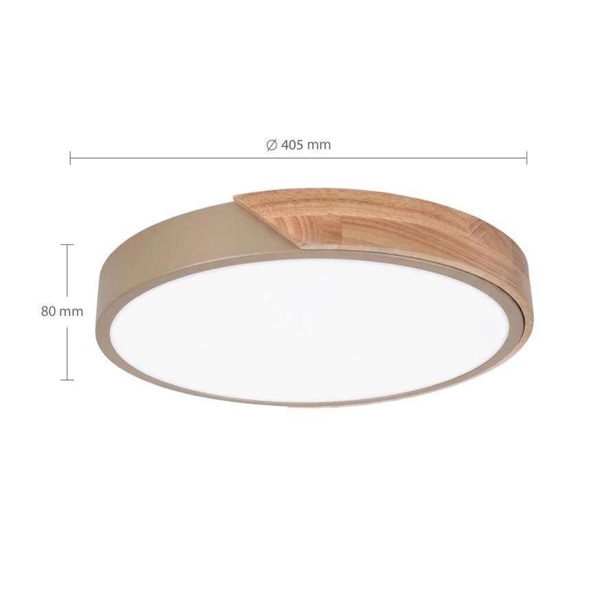 BRILAGI - LED dimmbare Deckenleuchte PILANA LED/48W/230V 3000-6500K Eiche/Gold Ø 40 cm + Fernbedienung