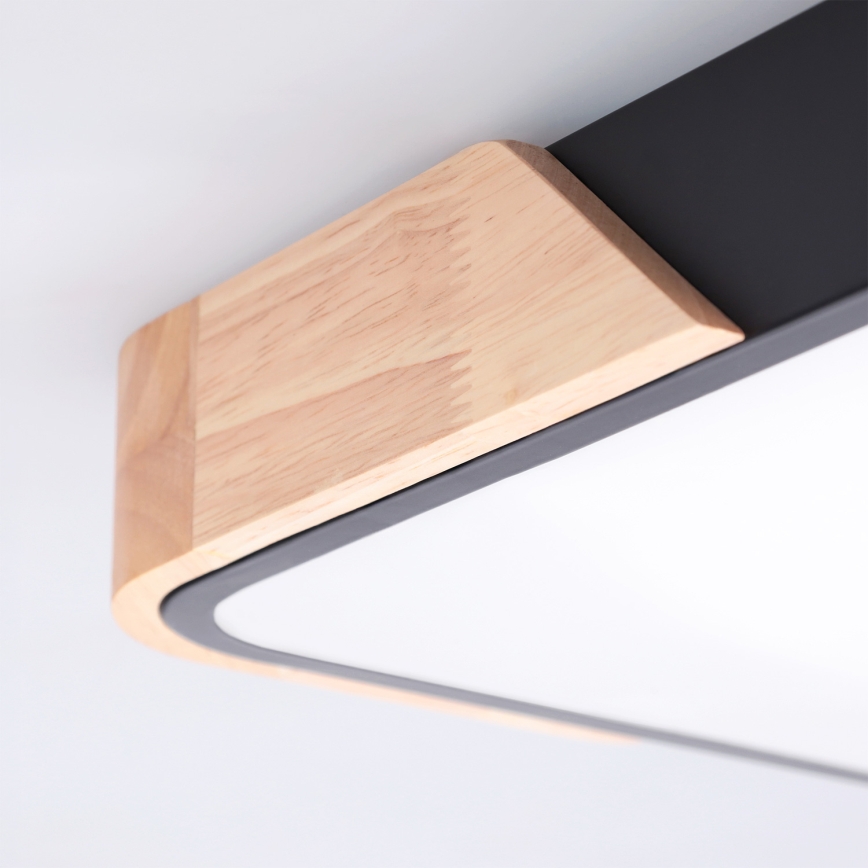 Brilagi - LED-dimmbare Deckenleuchte PILANA LED/48W/230V 3000-6500K Eiche/Schwarz 42x42 cm + Fernbedienung