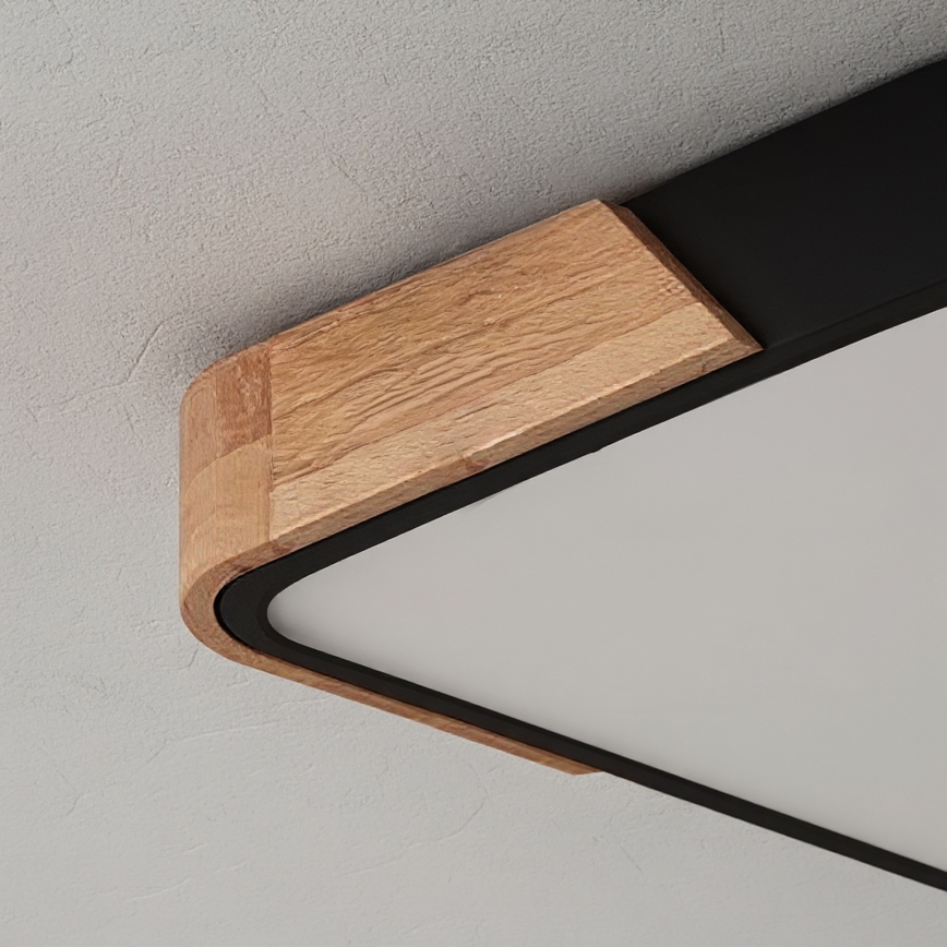 Brilagi - Dimmbare LED-Deckenleuchte PILANA LED/48W/230V 3000-6500K Eiche/Schwarz 56x56 cm + Fernbedienung