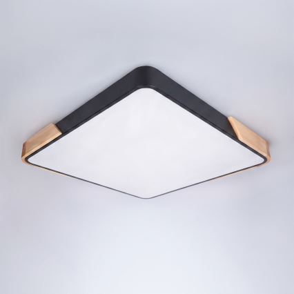 Brilagi - Dimmbare LED-Deckenleuchte PILANA LED/48W/230V 3000-6500K Eiche/Schwarz 56x56 cm + Fernbedienung