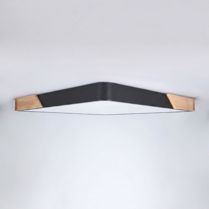 Brilagi - Dimmbare LED-Deckenleuchte PILANA LED/48W/230V 3000-6500K Eiche/Schwarz 56x56 cm + Fernbedienung