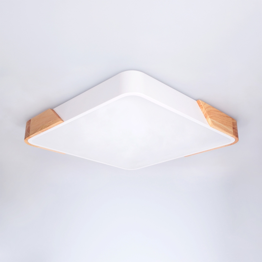 Brilagi - LED-dimmbare Deckenleuchte PILANA LED/48W/230V 3000-6500K Eiche/Weiß 42x42 cm + Fernbedienung