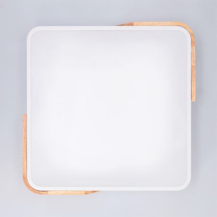 Brilagi - LED-dimmbare Deckenleuchte PILANA LED/48W/230V 3000-6500K Eiche/Weiß 42x42 cm + Fernbedienung