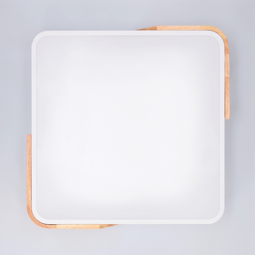 Brilagi - LED-dimmbare Deckenleuchte PILANA LED/48W/230V 3000-6500K Eiche/Weiß 42x42 cm + Fernbedienung