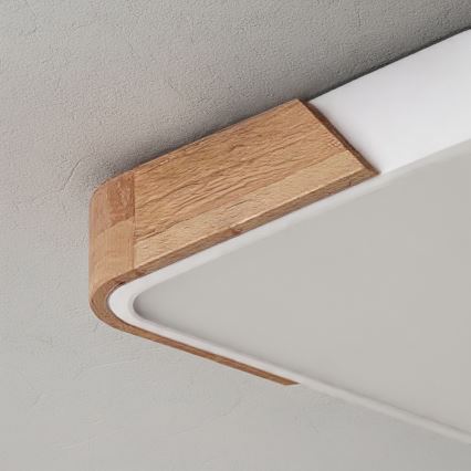 Brilagi - LED-dimmbare Deckenleuchte PILANA LED/48W/230V 3000-6500K Eiche/Weiß 56x56 cm + Fernbedienung