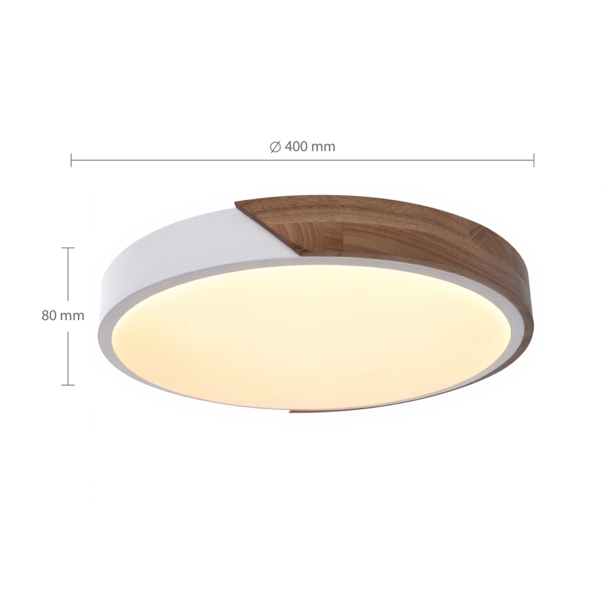 Brilagi - LED-dimmbare Deckenleuchte PILANA LED/48W/230V Eiche/weiß Ø 40 cm + Fernbedienung