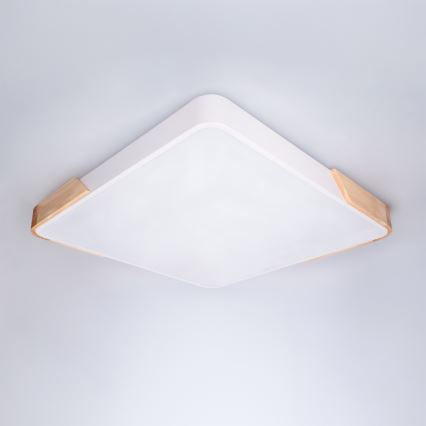 Brilagi - LED-dimmbare Deckenleuchte PILANA LED/60W/230V 3000-6500K Eiche/Weiß 56x56 cm + Fernbedienung