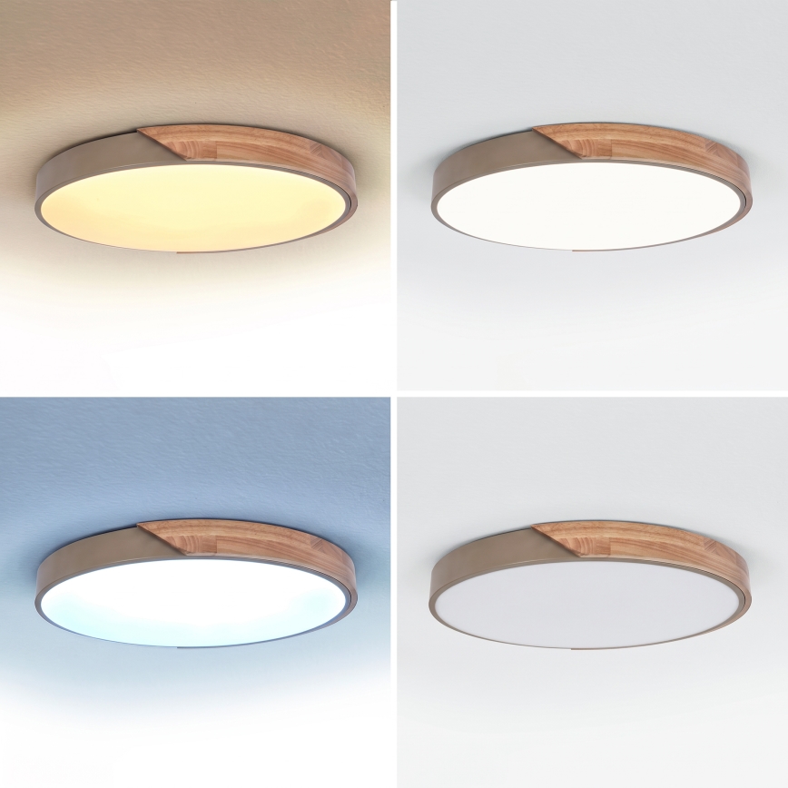BRILAGI - dimmbare LED-Deckenleuchte PILANA LED/60W/230V 3000-6500K Eiche/Beige Ø 60 cm + mit Fernbedienung
