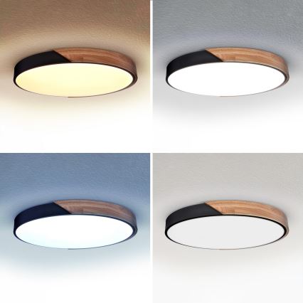 Brilagi - LED-dimmbare Deckenleuchte PILANA LED/60W/230V 3000-6500K Eiche/Schwarz Ø 60 cm + Fernbedienung