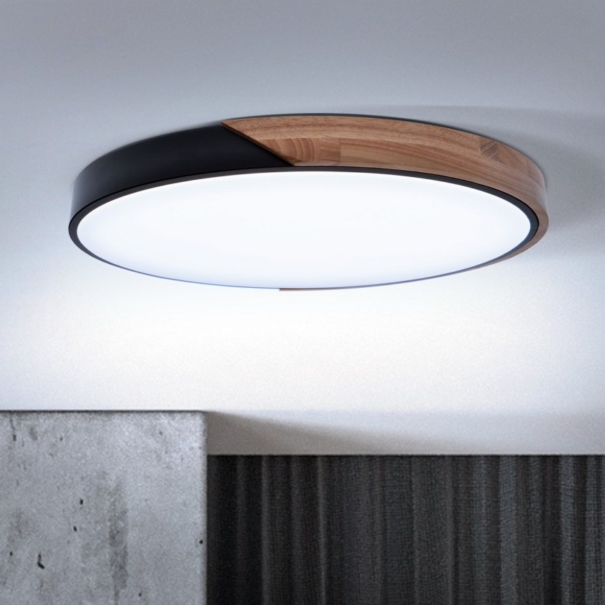 Brilagi - LED-dimmbare Deckenleuchte PILANA LED/60W/230V 3000-6500K Eiche/Schwarz Ø 60 cm + Fernbedienung