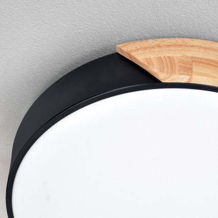 Brilagi - LED-dimmbare Deckenleuchte PILANA LED/60W/230V 3000-6500K Eiche/Schwarz Ø 60 cm + Fernbedienung