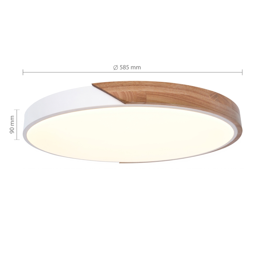 Brilagi - LED-dimmbare Deckenleuchte PILANA LED/60W/230V 3000-6500K Eiche/Weiß Ø 60 cm + Fernbedienung