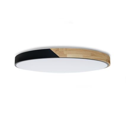 Brilagi - LED-dimmbare Deckenleuchte PILANA LED/72W/230V 3000-6500K Eiche/Schwarz Durchmesser 80 cm + Fernbedienung