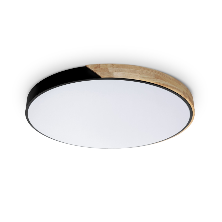 Brilagi - LED-dimmbare Deckenleuchte PILANA LED/72W/230V 3000-6500K Eiche/Schwarz Durchmesser 80 cm + Fernbedienung