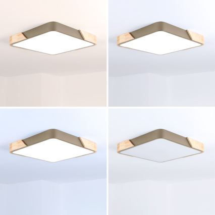 BRILAGI - LED-dimmbare Deckenleuchte PILANA SQUARE LED/48W/230V 3000-6500K Eiche/beige 42x42 cm + mit Fernbedienung