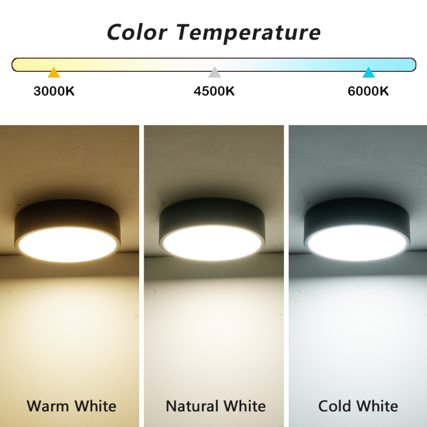 Brilagi - LED-dimmbare Deckenleuchte POOL LED/18W/230V 3000-6000K 20 cm schwarz + Fernbedienung