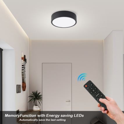 Brilagi - LED-dimmbare Deckenleuchte POOL LED/18W/230V 3000-6000K 20 cm schwarz + Fernbedienung