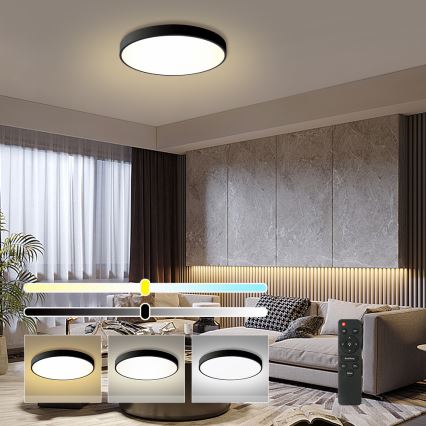 Brilagi - dimmbare LED-Deckenleuchte POOL LED/60W/230V 3000-6000K Ø 60 cm schwarz + Fernbedienung