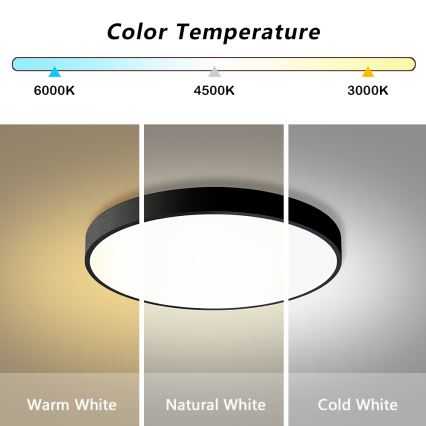 Brilagi - dimmbare LED-Deckenleuchte POOL LED/60W/230V 3000-6000K Ø 60 cm schwarz + Fernbedienung