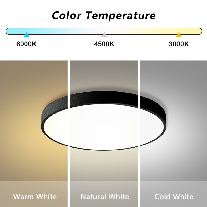 Brilagi - dimmbare LED-Deckenleuchte POOL LED/60W/230V 3000-6000K Ø 60 cm schwarz + Fernbedienung
