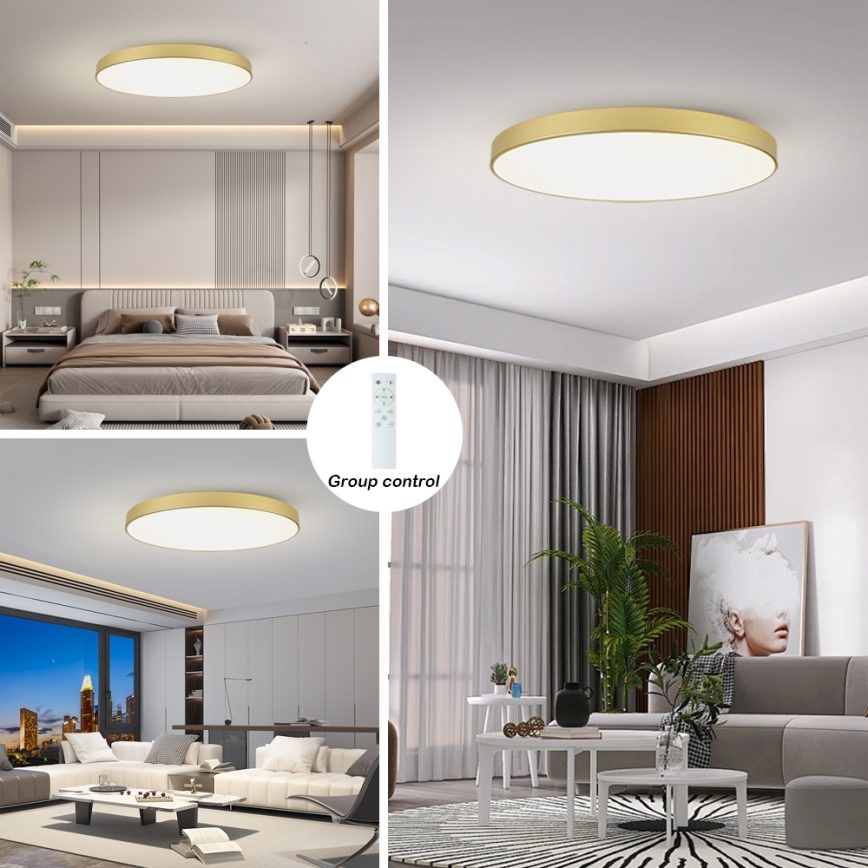 Brilagi - LED-dimmbare Deckenleuchte POOL SMART LED/180W/230V 3000-6000K 120 cm goldfarben Wi-Fi Tuya + Fernbedienung