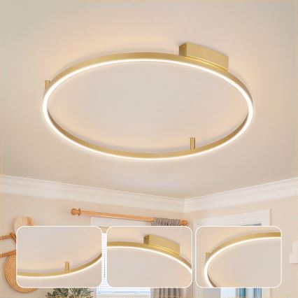 Brilagi - Dimmbare LED-Deckenleuchte PORTOFINO LED/60 W/230 V 3000–6000 K Ø 80 cm goldfarben + Fernbedienung