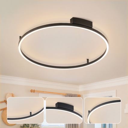 Brilagi - LED-dimmbare Deckenleuchte PORTOFINO LED/60W/230V 3000-6000K Ø 80 cm schwarz + Fernbedienung