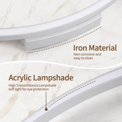 Brilagi - LED-dimmbare Deckenleuchte PORTOFINO LED/60W/230V 3000-6000K Ø 80 cm silber + Fernbedienung