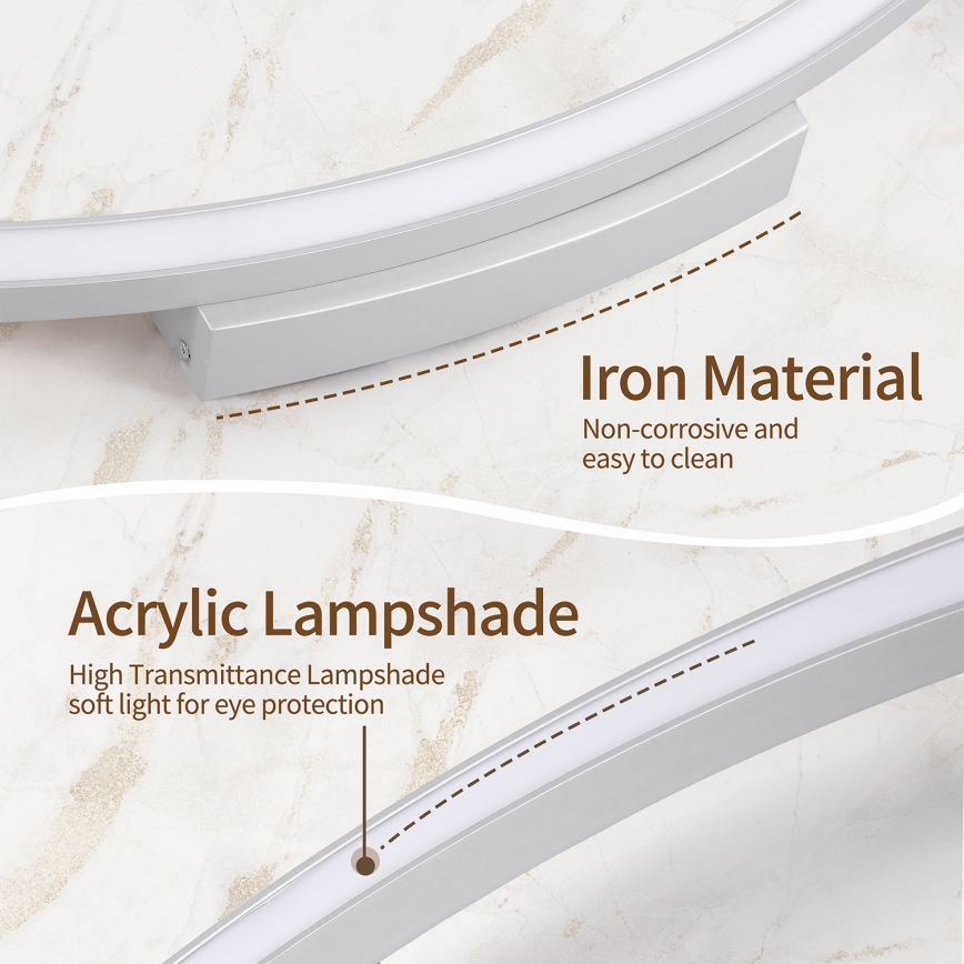 Brilagi - LED-dimmbare Deckenleuchte PORTOFINO LED/60W/230V 3000-6000K Ø 80 cm silber + Fernbedienung