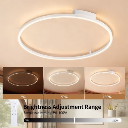 Brilagi - LED dimmbare Deckenleuchte PORTOFINO LED/60W/230V 3000-6000K Ø 80 cm weiß + Fernbedienung
