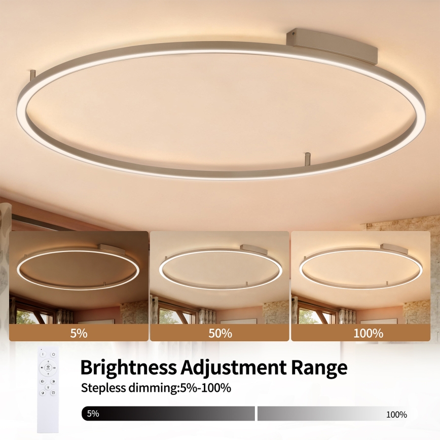 Brilagi - LED-dimmbare Deckenleuchte PORTOFINO LED/85 W/230 V 3000–6000 K Ø 120 cm beige + Fernbedienung