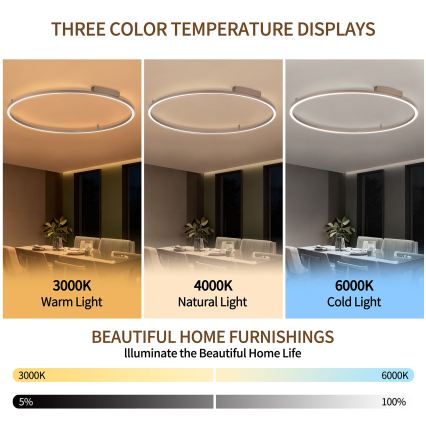 Brilagi - LED-dimmbare Deckenleuchte PORTOFINO LED/85 W/230 V 3000–6000 K Ø 120 cm beige + Fernbedienung