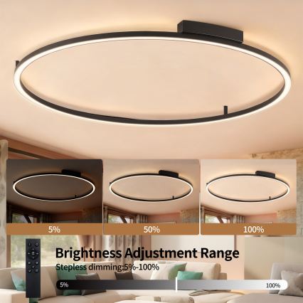 Brilagi - LED-dimmbare Deckenleuchte PORTOFINO LED/85W/230V 3000-6000K Ø 120 cm schwarz + Fernbedienung