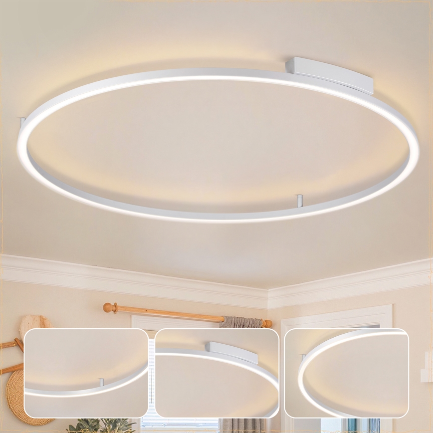 Brilagi - PORTOFINO dimmbare LED-Deckenleuchte, 85 W, 230 V, 3000–6000 K, Ø 120 cm, silber + Fernbedienung