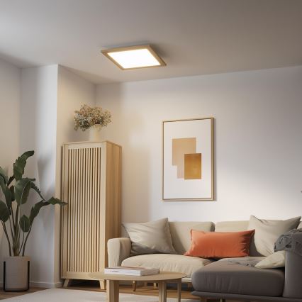 Brilagi - Dimmbare LED-Deckenleuchte SLIMFRAME WOOD LED/36W/230V 49,5x49,5 cm 3000-6000K braun + Fernbedienung