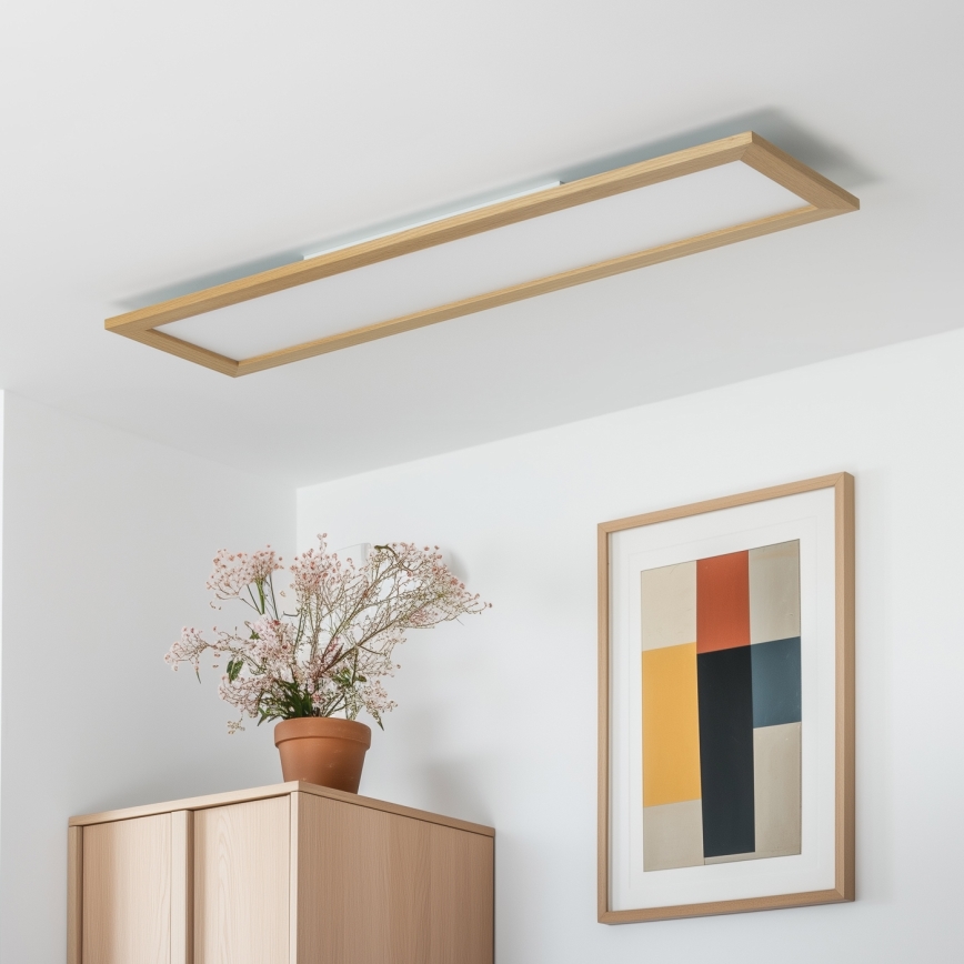 Brilagi - LED-dimmbare Deckenleuchte SLIMFRAME WOOD LED/58W/230V 124x34 cm 3000-6000K braun + Fernbedienung