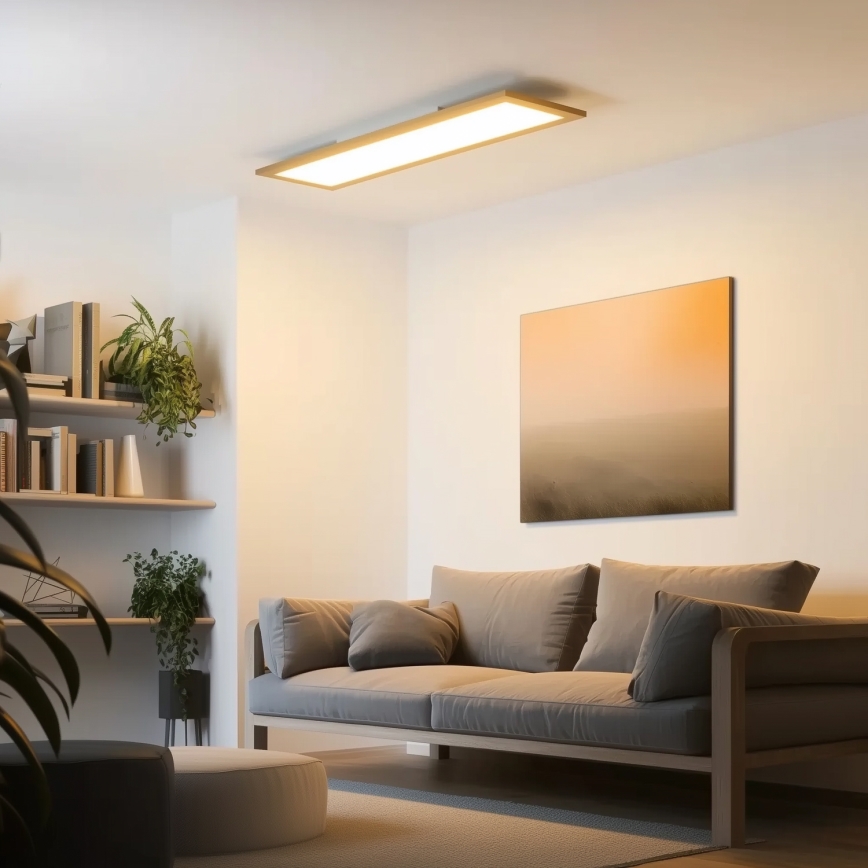 Brilagi - LED-dimmbare Deckenleuchte SLIMFRAME WOOD LED/58W/230V 124x34 cm 3000-6000K braun + Fernbedienung
