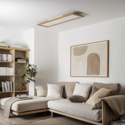 Brilagi - LED-dimmbare Deckenleuchte SLIMFRAME WOOD LED/58W/230V 124x34 cm 3000-6000K braun + Fernbedienung