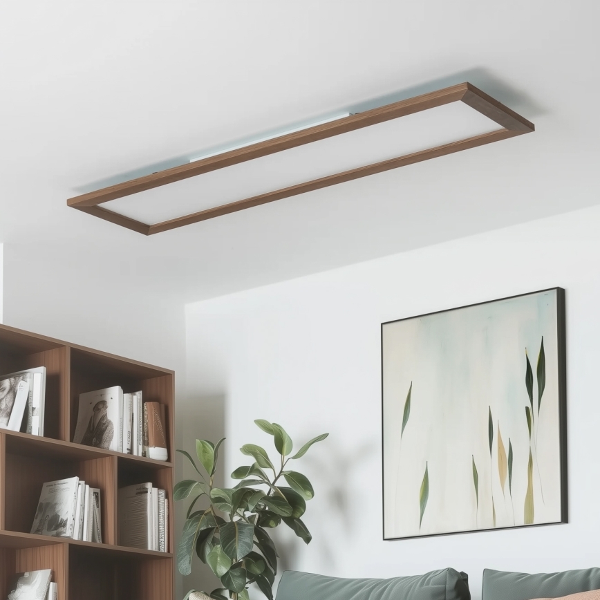 Brilagi - Dimmbare LED-Deckenleuchte SLIMFRAME WOOD LED/58W/230V 124x34 cm 3000-6000K dunkelbraun + Fernbedienung