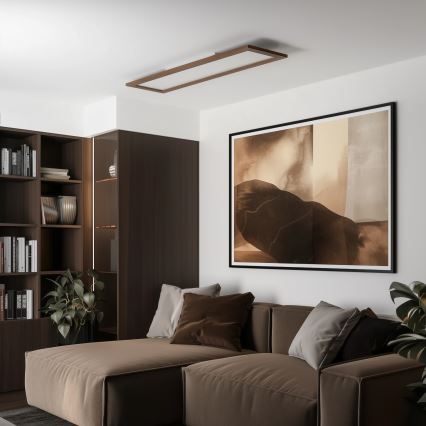 Brilagi - Dimmbare LED-Deckenleuchte SLIMFRAME WOOD LED/58W/230V 124x34 cm 3000-6000K dunkelbraun + Fernbedienung