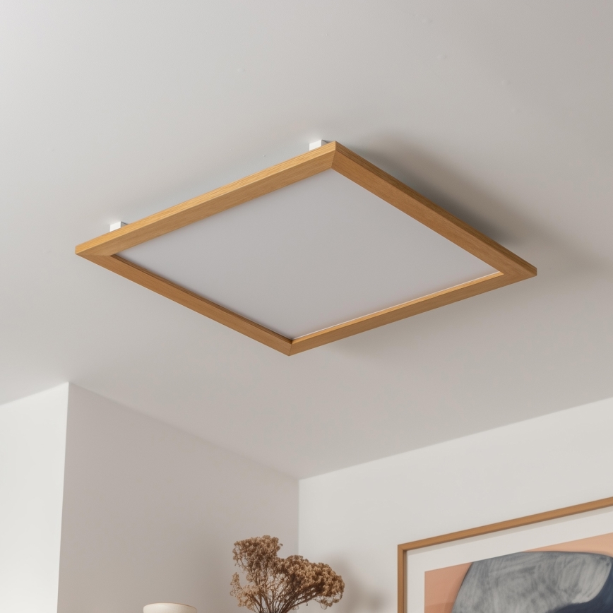 Brilagi - Dimmbare LED-Deckenleuchte SLIMFRAME WOOD LED/58W/230V 64x64 cm 3000-6000K Braun + Fernbedienung