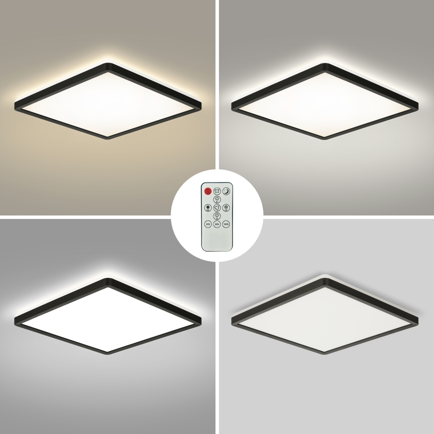 Brilagi - Dimmbare LED-Deckenleuchte ULTRA SLIM LED/18W/230V 2700-6500K 30x30 cm schwarz + Fernbedienung