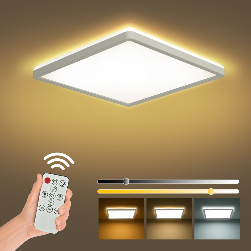 Brilagi - Dimmbare LED-Deckenleuchte ULTRA SLIM LED/18W/230V 2700-6500K 30x30 cm weiß + Fernbedienung